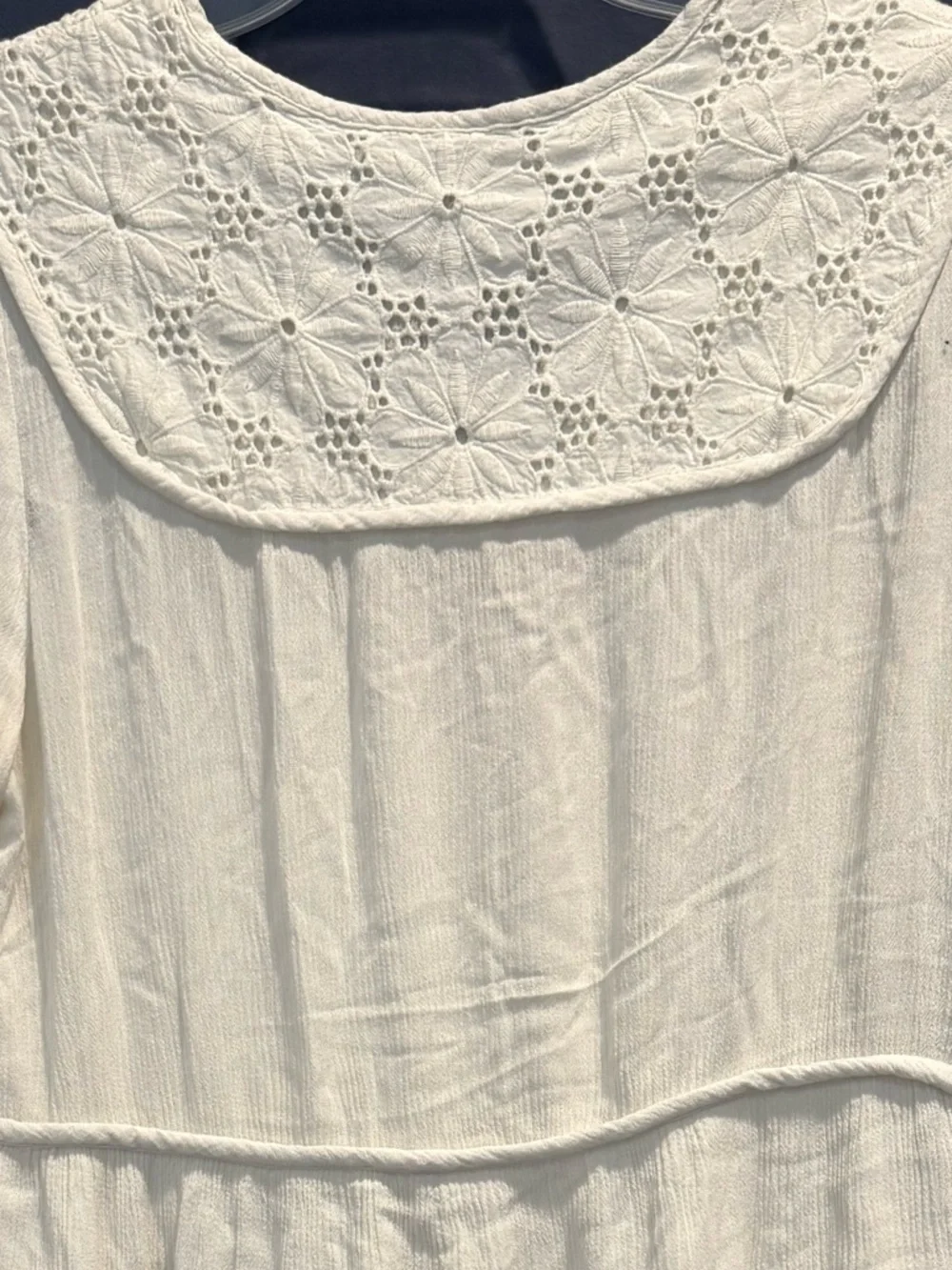 Knox Rose Ivory Crochet-Trim Long Sleeve Tiered  Boho Dress Size S - Picture 12 of 14